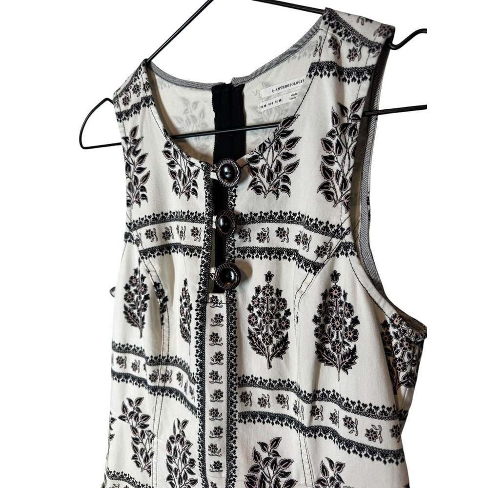 Anthropologie White Midi Dress with Black Print - Picture 7 of 10